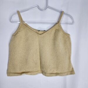 Vintage Y2K ST JOHN Knit Camisole Cami Tank Women Petite Gold‎ Metallic Shimmer
